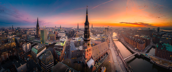 Hamburg, Germany - Panorama at Sunrise