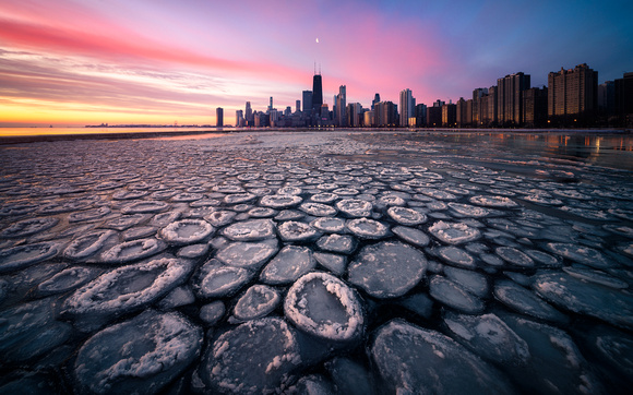 Icy Chicago - North Avenue Beach at Sunrise